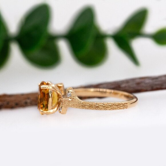 1.1cts Citrine Ring in 14K Solid Gold with Natural Diamond Accents - Picture 6 of 8